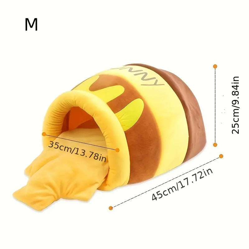 Cat Bed Honey Pot Cat Bed for Indoor - Comfortable Memory Foam Pet Furniture with Cat House Tent - with Removable Washable Cushioned Pillow, Cute Soft Self Warming Kitten Beds for Breeds-Large